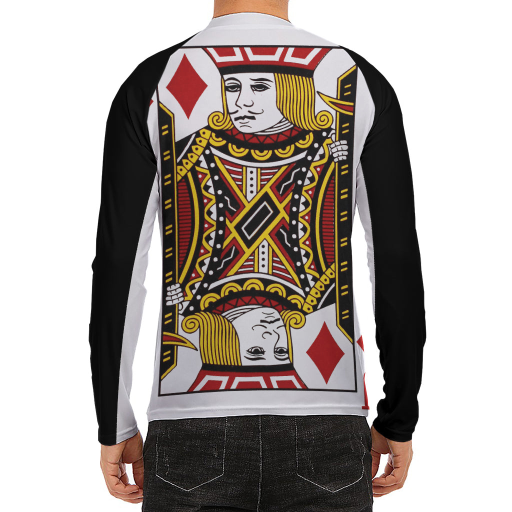 Jack Of Diamonds Playing Card Print Men's Long Sleeve Rash Guard