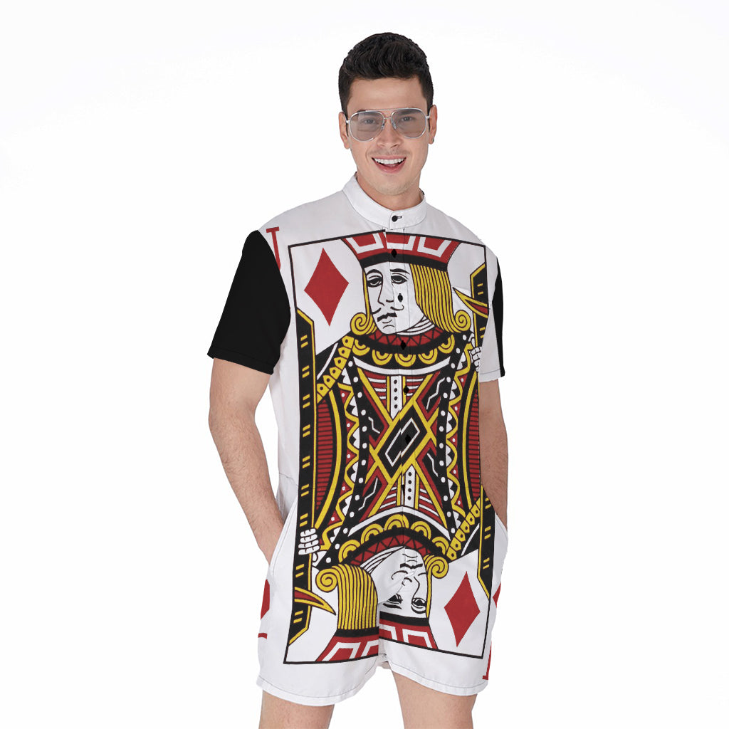 Jack Of Diamonds Playing Card Print Men's Rompers