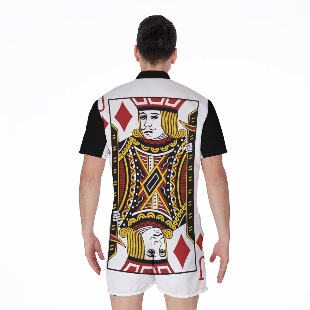 Jack Of Diamonds Playing Card Print Men's Rompers