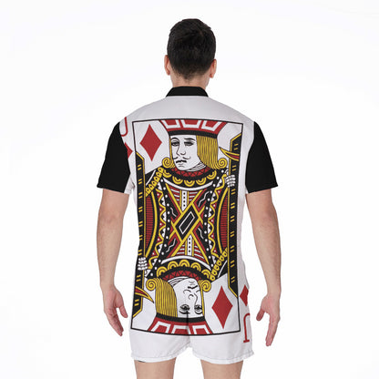 Jack Of Diamonds Playing Card Print Men's Rompers
