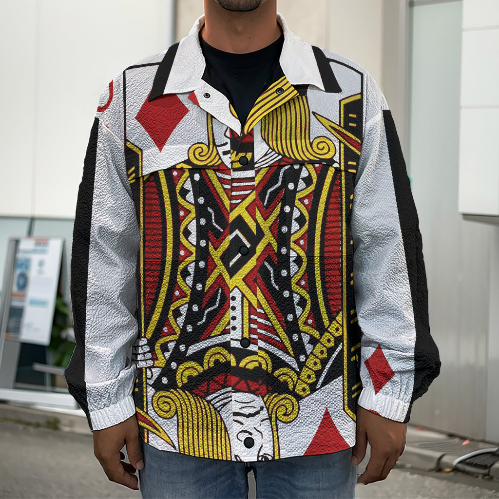 Jack Of Diamonds Playing Card Print Men's Shirt Jacket