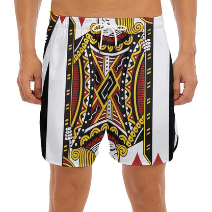 Jack Of Diamonds Playing Card Print Men's Split Running Shorts