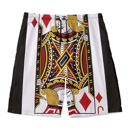 Jack Of Diamonds Playing Card Print Men's Swim Trunks