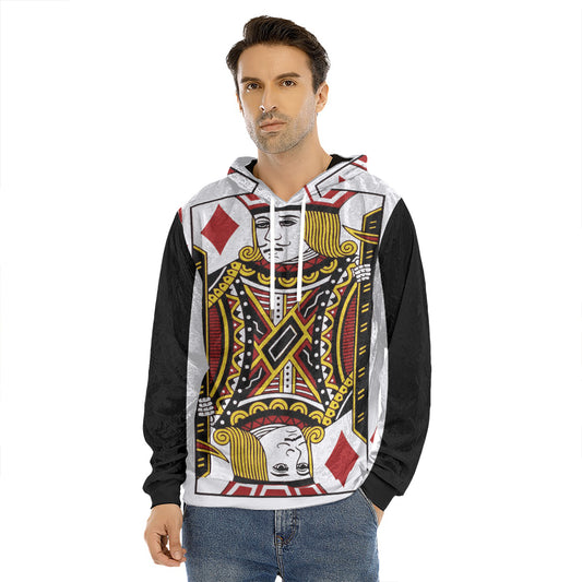 Jack Of Diamonds Playing Card Print Men's Velvet Pullover Hoodie