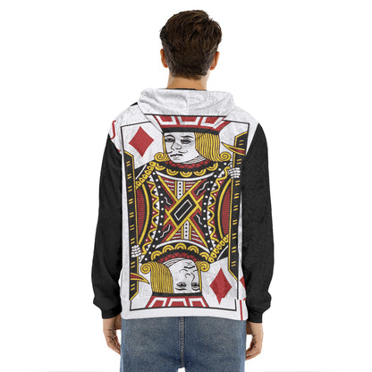 Jack Of Diamonds Playing Card Print Men's Velvet Pullover Hoodie