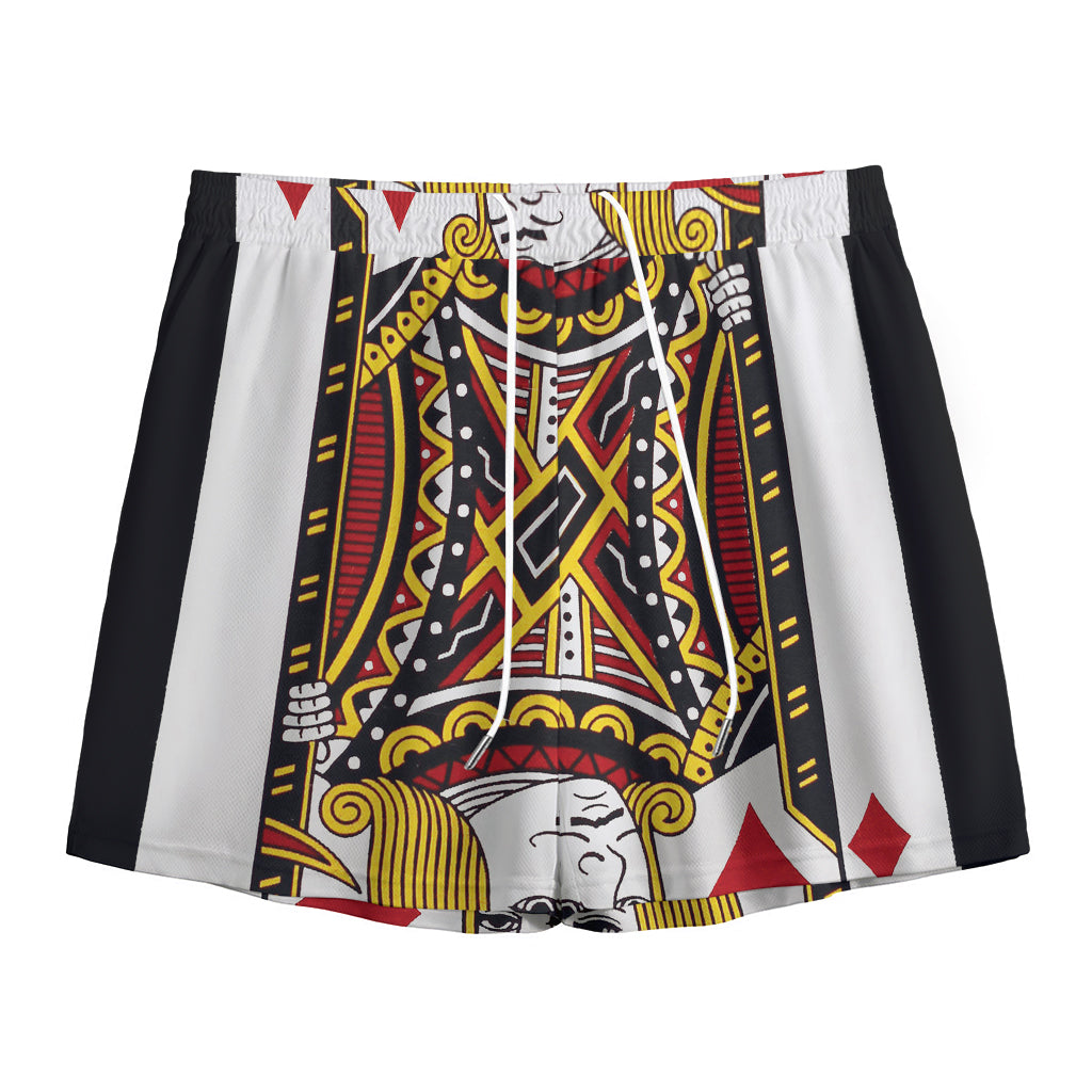 Jack Of Diamonds Playing Card Print Mesh Shorts