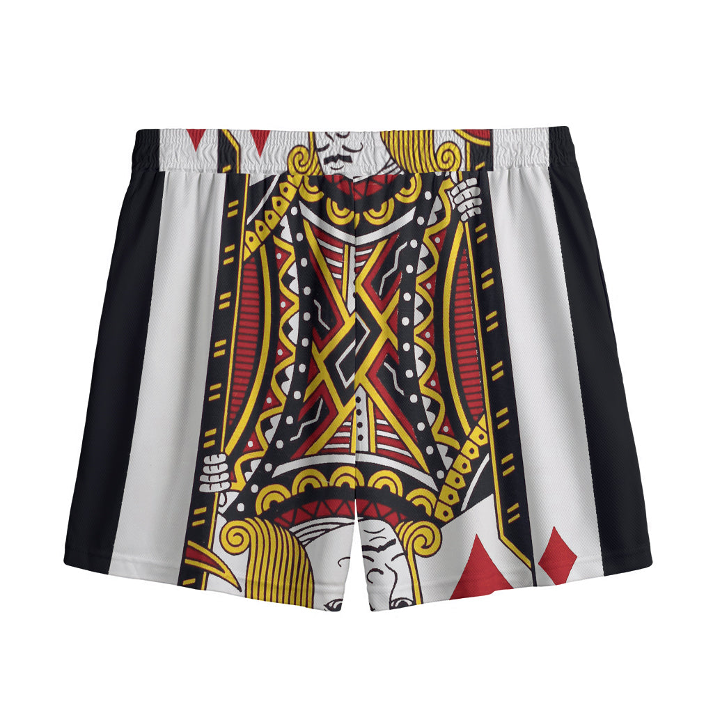 Jack Of Diamonds Playing Card Print Mesh Shorts