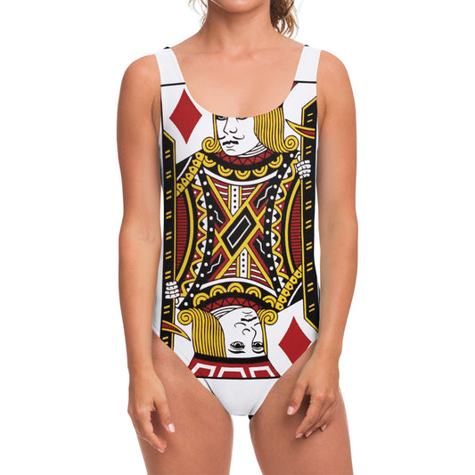 Jack Of Diamonds Playing Card Print One Piece Swimsuit