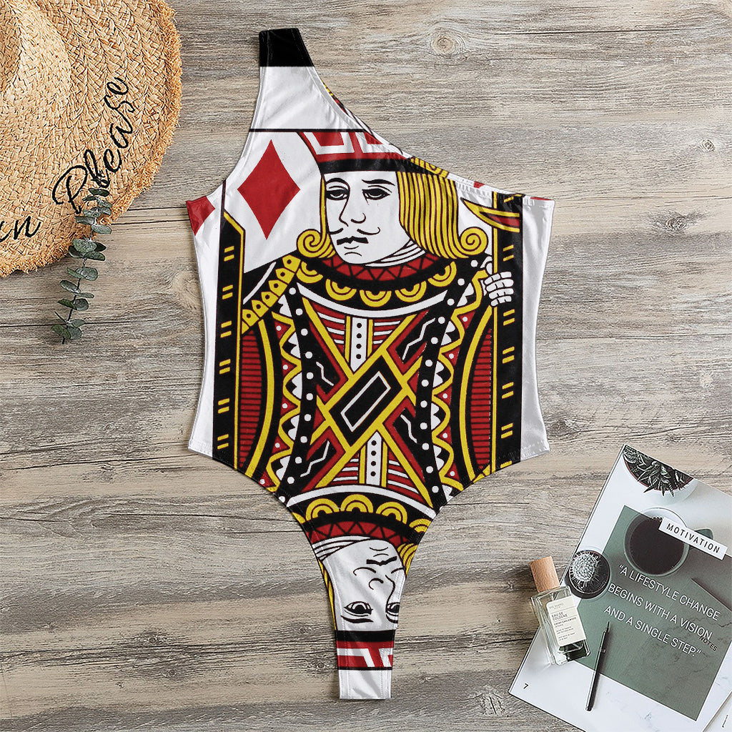 Jack Of Diamonds Playing Card Print One Shoulder Bodysuit