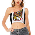 Jack Of Diamonds Playing Card Print One Shoulder Crop Top