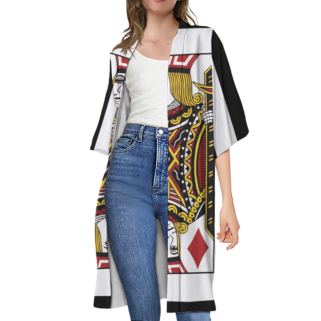 Jack Of Diamonds Playing Card Print Open Front Beach Cover Up