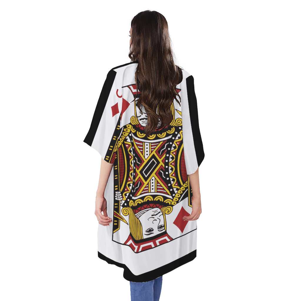 Jack Of Diamonds Playing Card Print Open Front Beach Cover Up