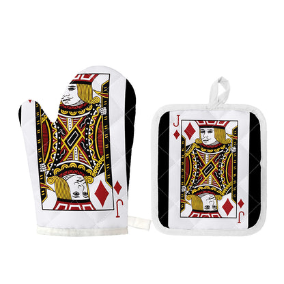 Jack Of Diamonds Playing Card Print Oven Mitt And Pot Holder Set