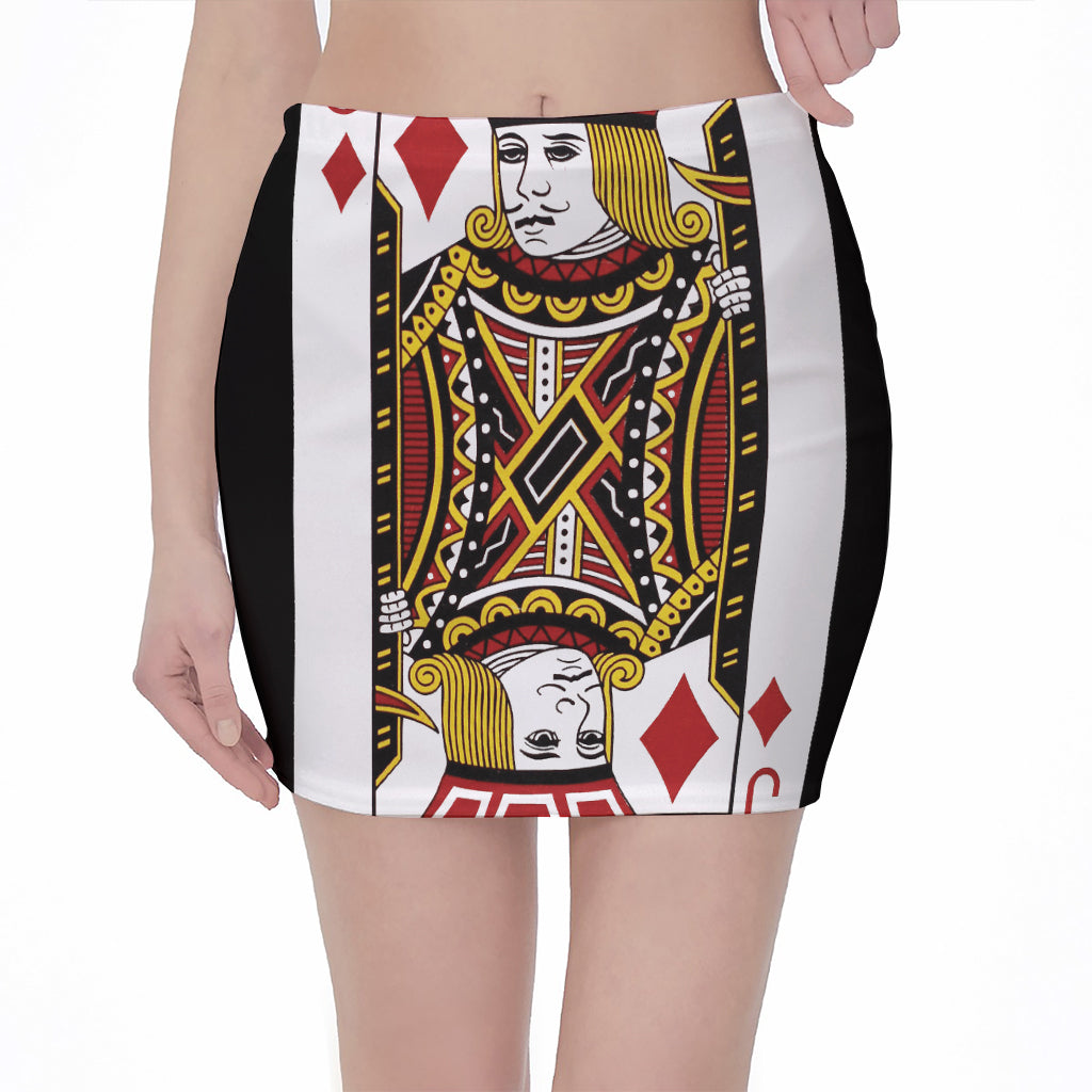 Jack Of Diamonds Playing Card Print Pencil Mini Skirt