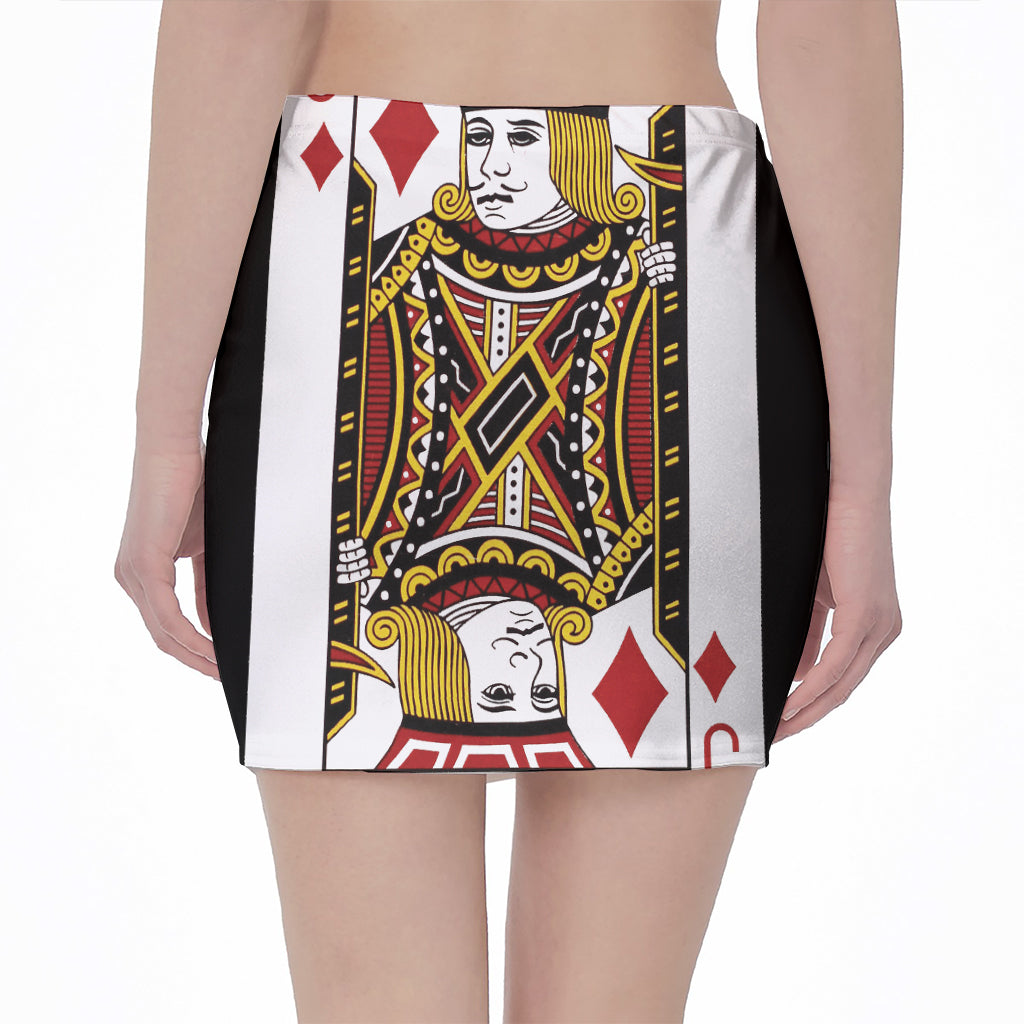 Jack Of Diamonds Playing Card Print Pencil Mini Skirt
