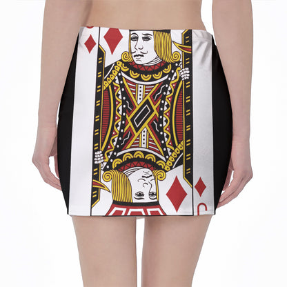 Jack Of Diamonds Playing Card Print Pencil Mini Skirt