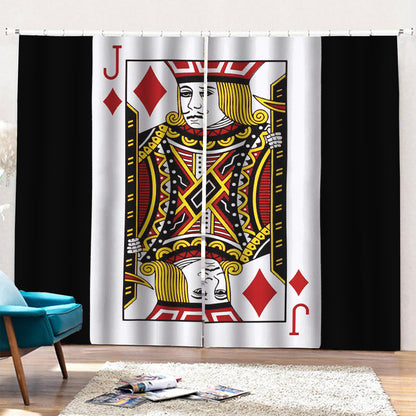 Jack Of Diamonds Playing Card Print Pencil Pleat Curtains