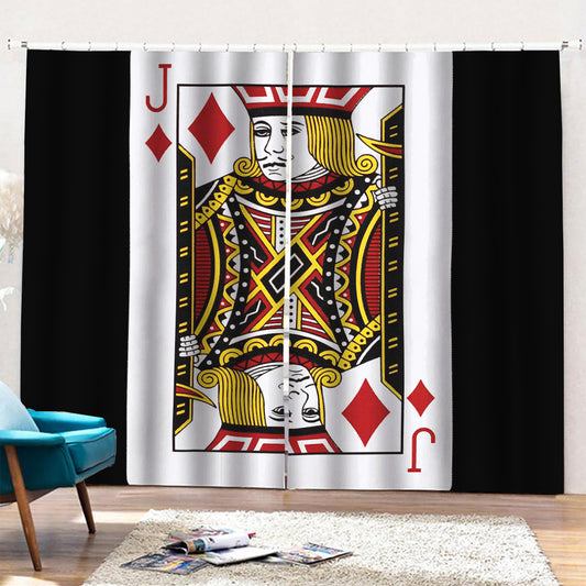 Jack Of Diamonds Playing Card Print Pencil Pleat Curtains