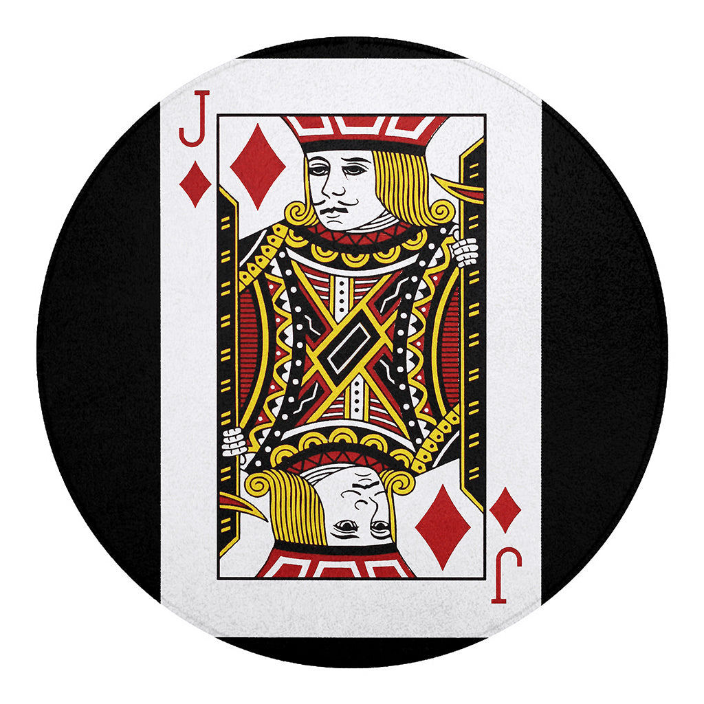 Jack Of Diamonds Playing Card Print Round Blanket