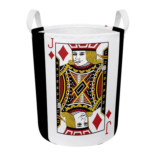 Jack Of Diamonds Playing Card Print Round Laundry Basket