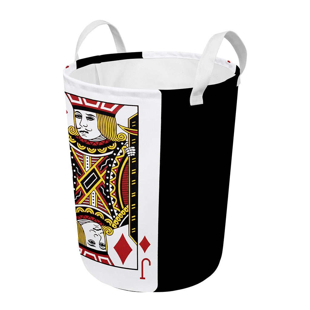 Jack Of Diamonds Playing Card Print Round Laundry Basket