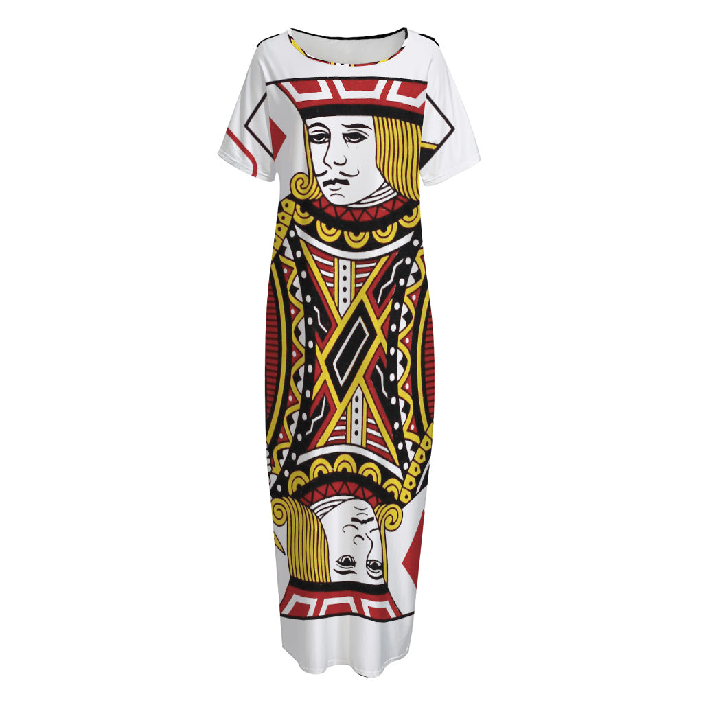 Jack Of Diamonds Playing Card Print Short Sleeve Long Nightdress