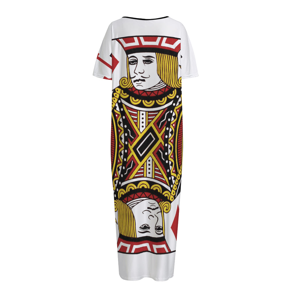 Jack Of Diamonds Playing Card Print Short Sleeve Long Nightdress