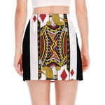 Jack Of Diamonds Playing Card Print Side Slit Mini Skirt