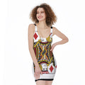 Jack Of Diamonds Playing Card Print Sleeveless Bodycon Dress