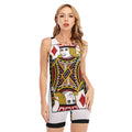 Jack Of Diamonds Playing Card Print Sleeveless One Piece Swimsuit