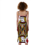 Jack Of Diamonds Playing Card Print Slim Fit Midi Cami Dress
