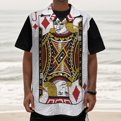 Jack Of Diamonds Playing Card Print Textured Short Sleeve Shirt