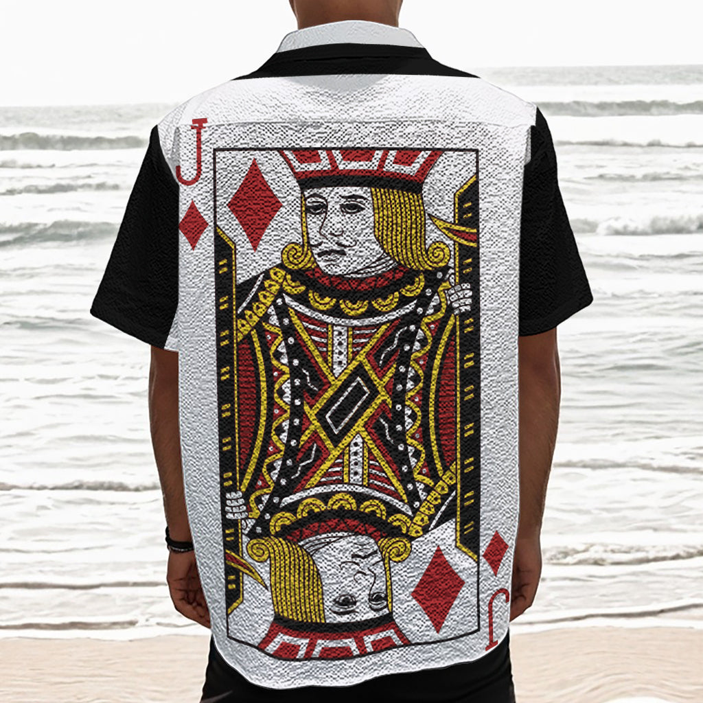 Jack Of Diamonds Playing Card Print Textured Short Sleeve Shirt