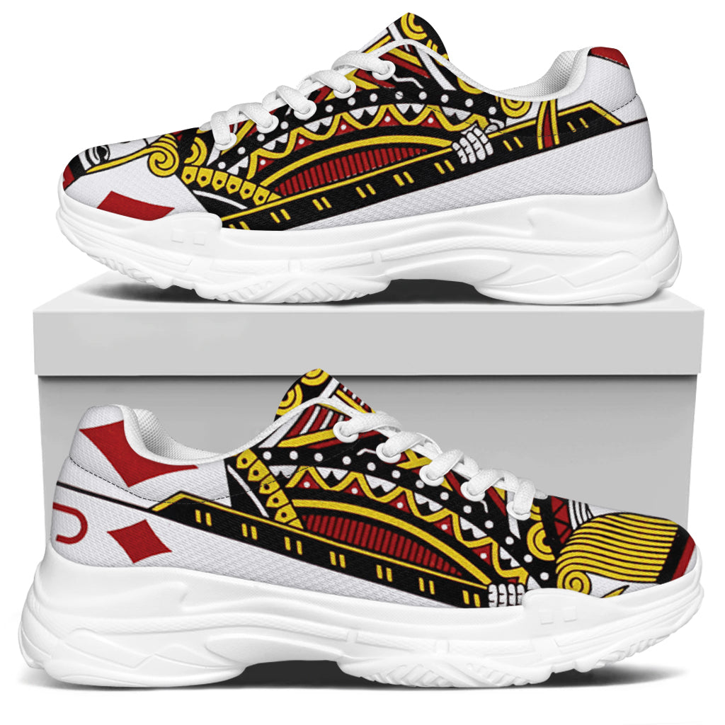 Jack Of Diamonds Playing Card Print White Chunky Shoes