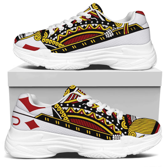 Jack Of Diamonds Playing Card Print White Chunky Shoes