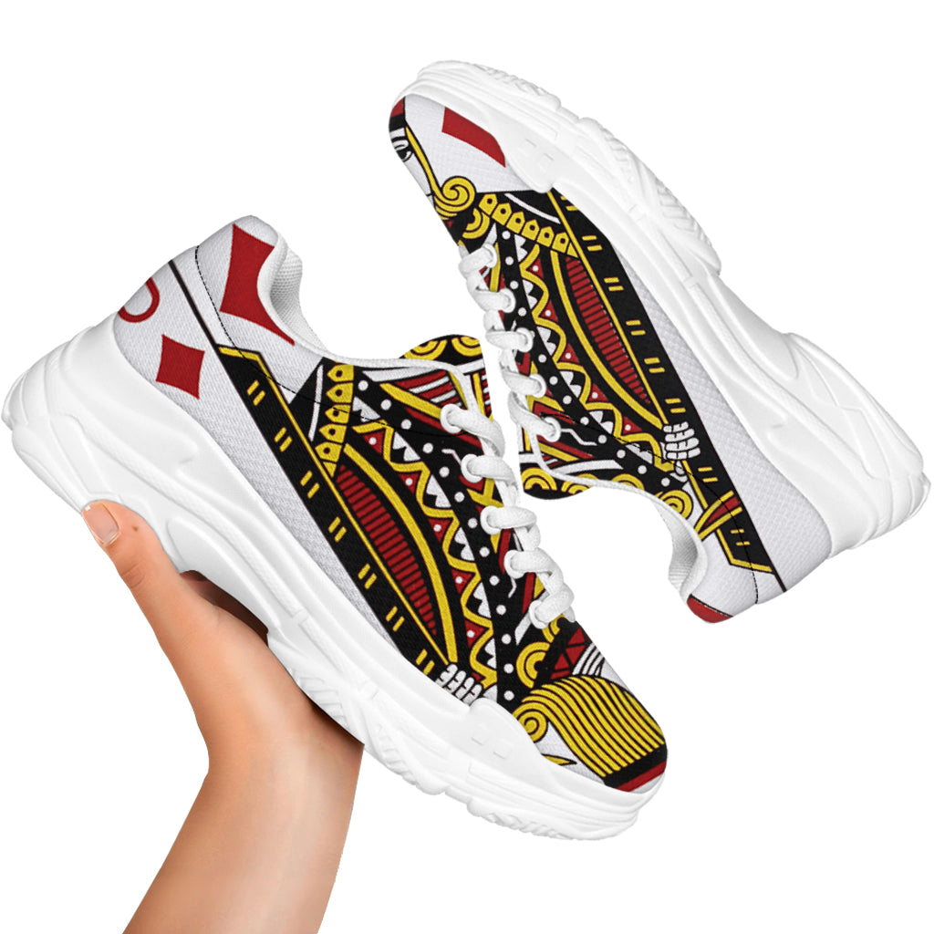 Jack Of Diamonds Playing Card Print White Chunky Shoes