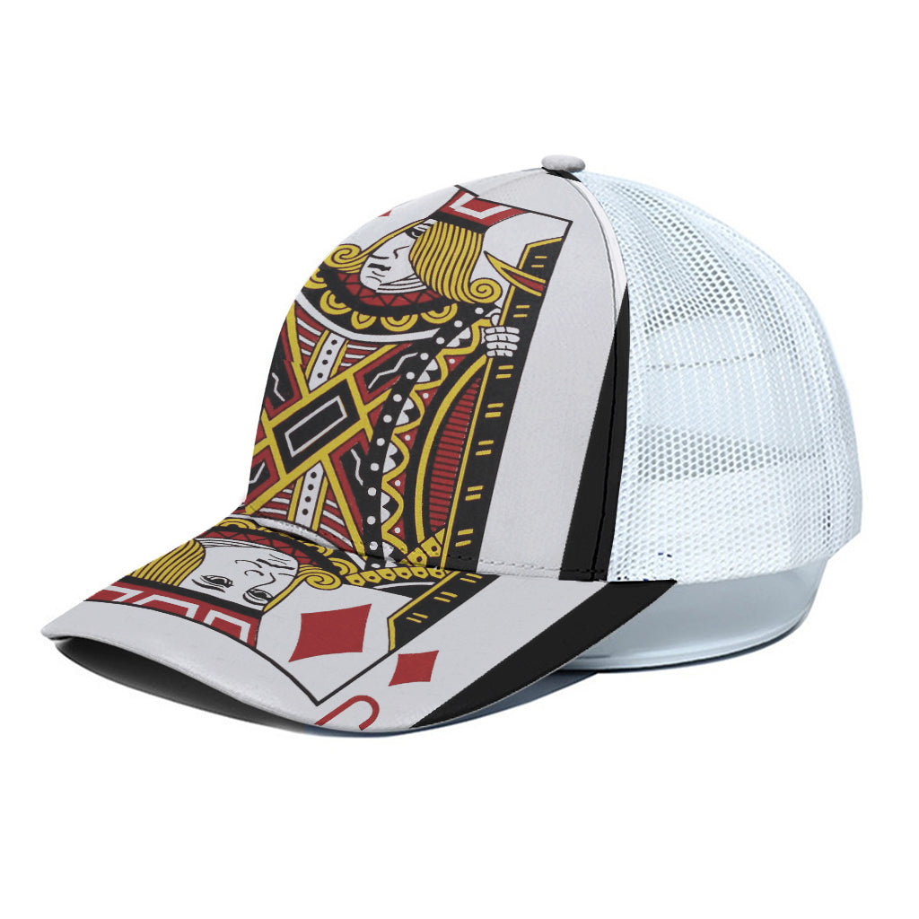 Jack Of Diamonds Playing Card Print White Mesh Trucker Cap