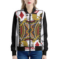 Jack Of Diamonds Playing Card Print Women's Bomber Jacket