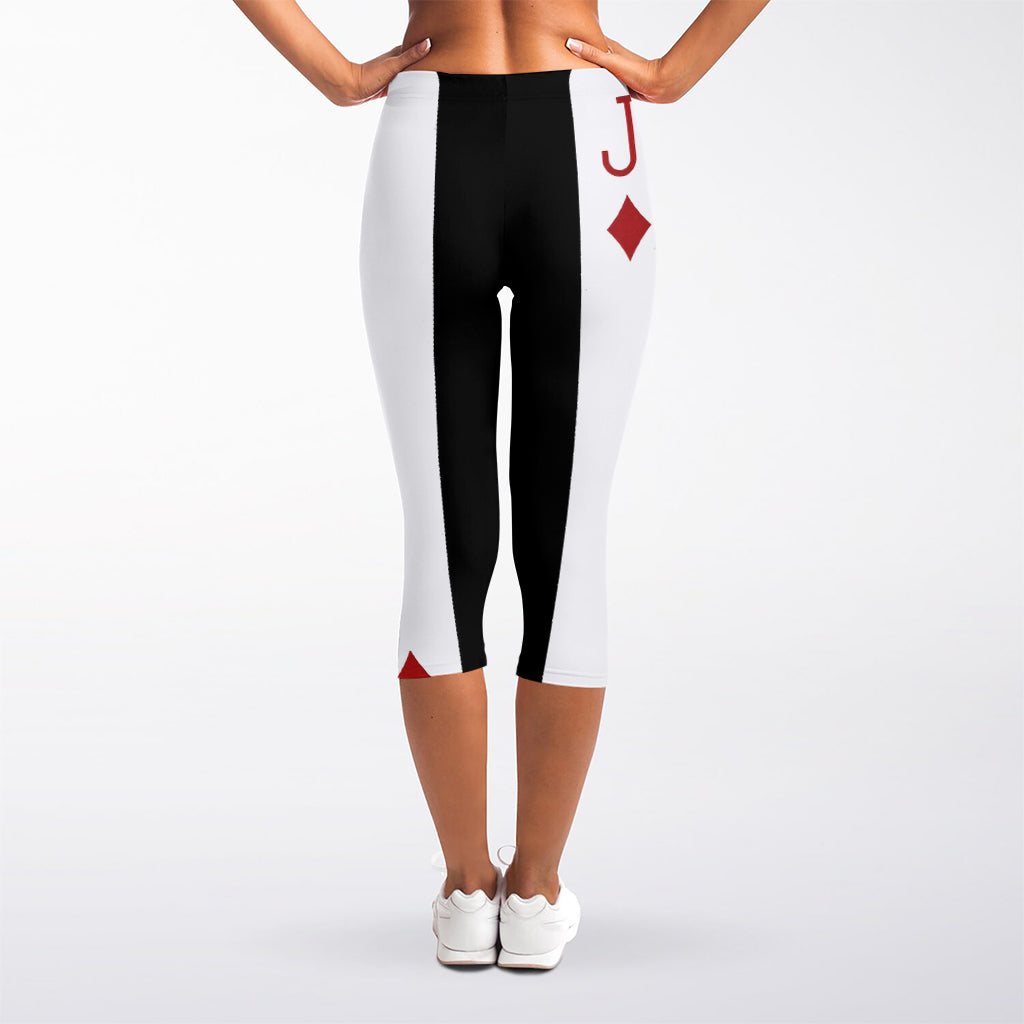 Jack Of Diamonds Playing Card Print Women's Capri Leggings