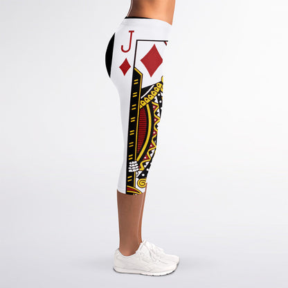 Jack Of Diamonds Playing Card Print Women's Capri Leggings