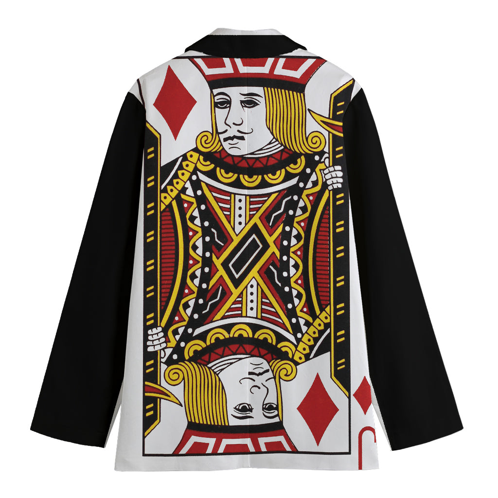Jack Of Diamonds Playing Card Print Women's Cotton Blazer