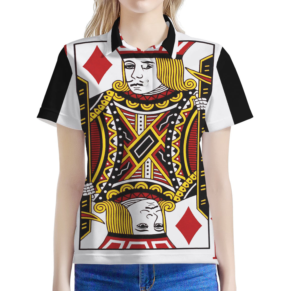 Jack Of Diamonds Playing Card Print Women's Polo Shirt