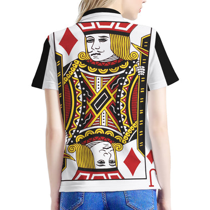 Jack Of Diamonds Playing Card Print Women's Polo Shirt