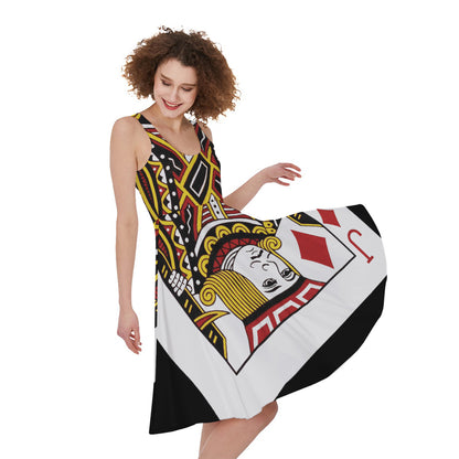 Jack Of Diamonds Playing Card Print Women's Sleeveless Dress