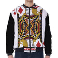 Jack Of Diamonds Playing Card Print Zip Sleeve Bomber Jacket