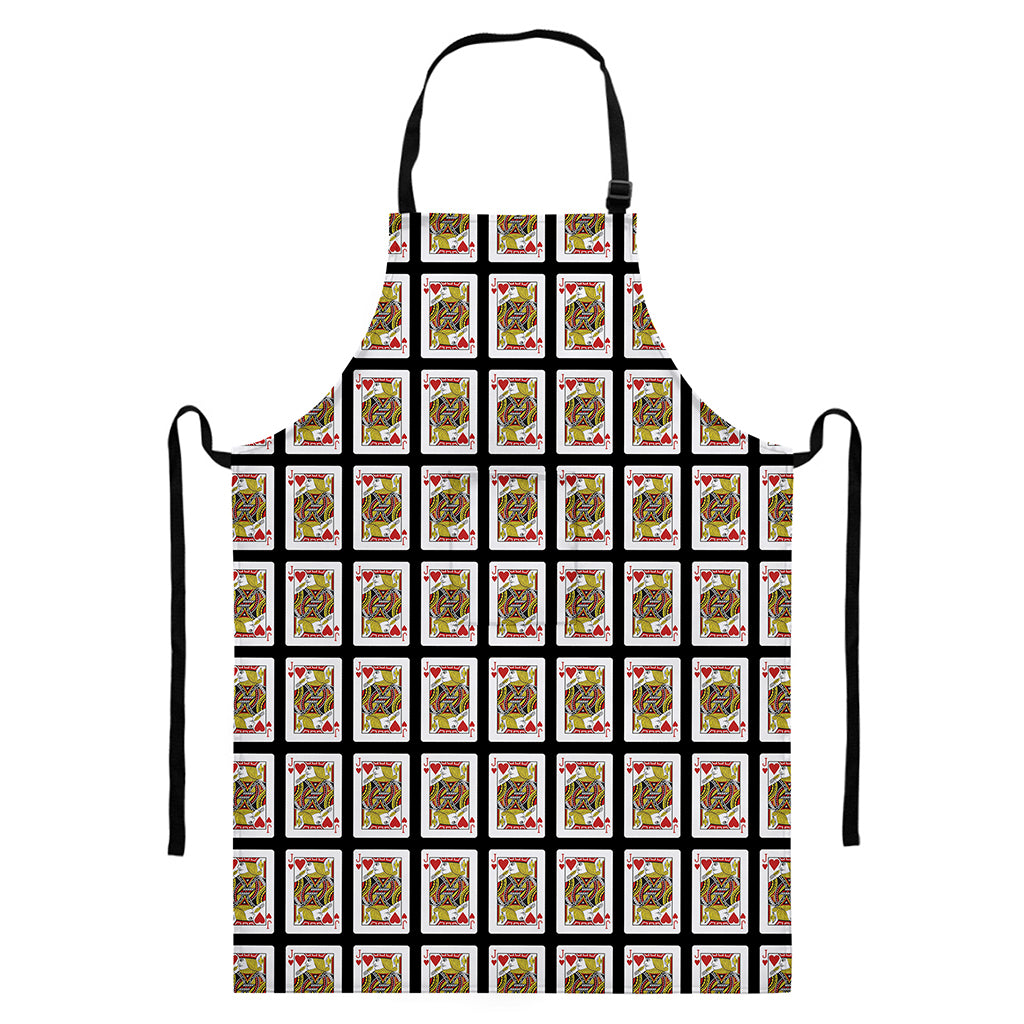 Jack Of Hearts Pattern Print Bib Apron With Pocket