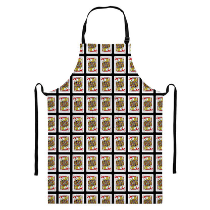 Jack Of Hearts Pattern Print Bib Apron With Pocket