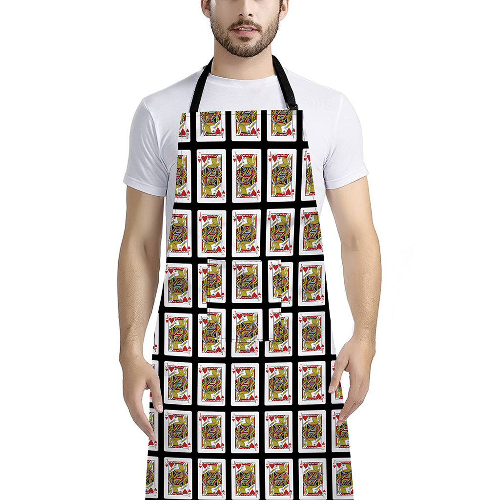 Jack Of Hearts Pattern Print Bib Apron With Pocket