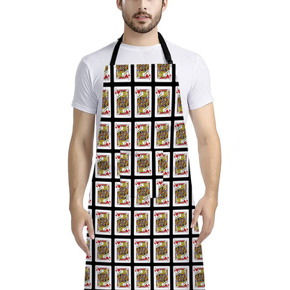 Jack Of Hearts Pattern Print Bib Apron With Pocket