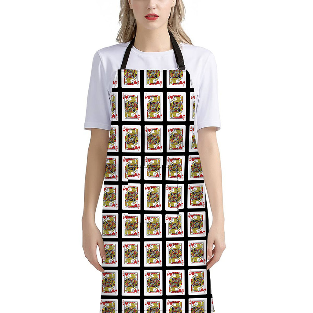 Jack Of Hearts Pattern Print Bib Apron With Pocket